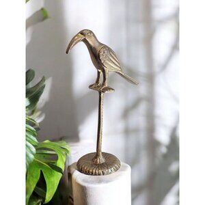 New Gold Retro MCM Boho Jungle Metal Toucan Bird Home Room Decor Figure